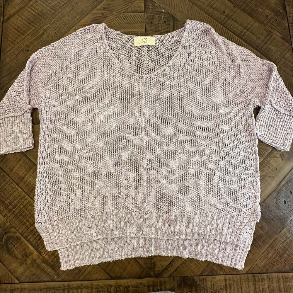 Hyped Unicorn Women's V-Neck Open Knit Sweater
